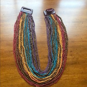 Muti-colored seed bead necklace.